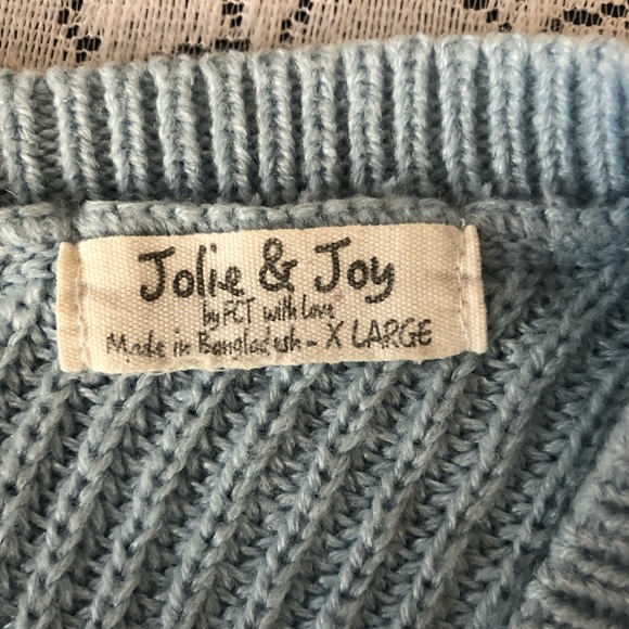 SWEATER - Women's Jolie & Joy light blue sweater with cinched tie front. Size XL - Picture 9 of 13